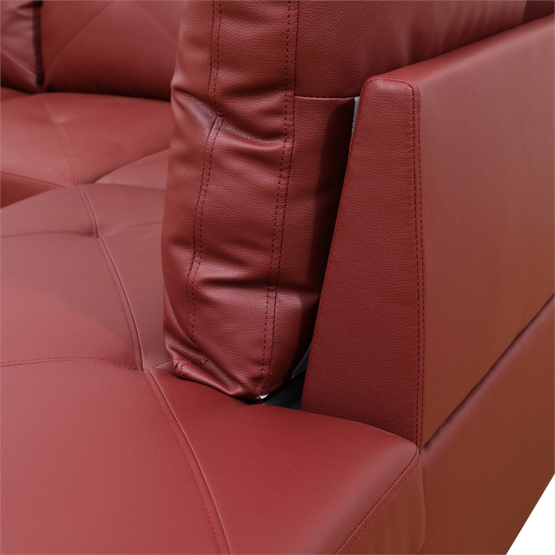 Star Home Living Corp Chris Faux Leather Right Facing Sectional Red