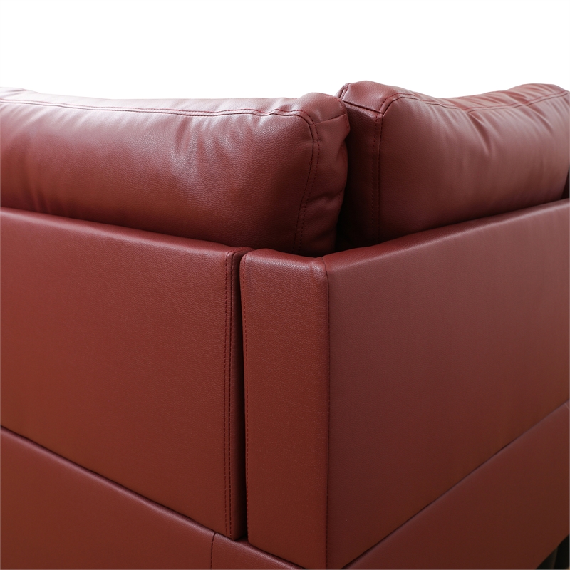 Star Home Living Corp Chris Faux Leather Right Facing Sectional Red