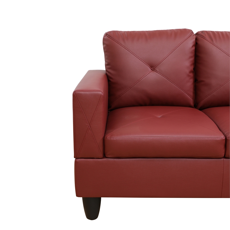 Star Home Living Corp Chris Faux Leather Right Facing Sectional Red