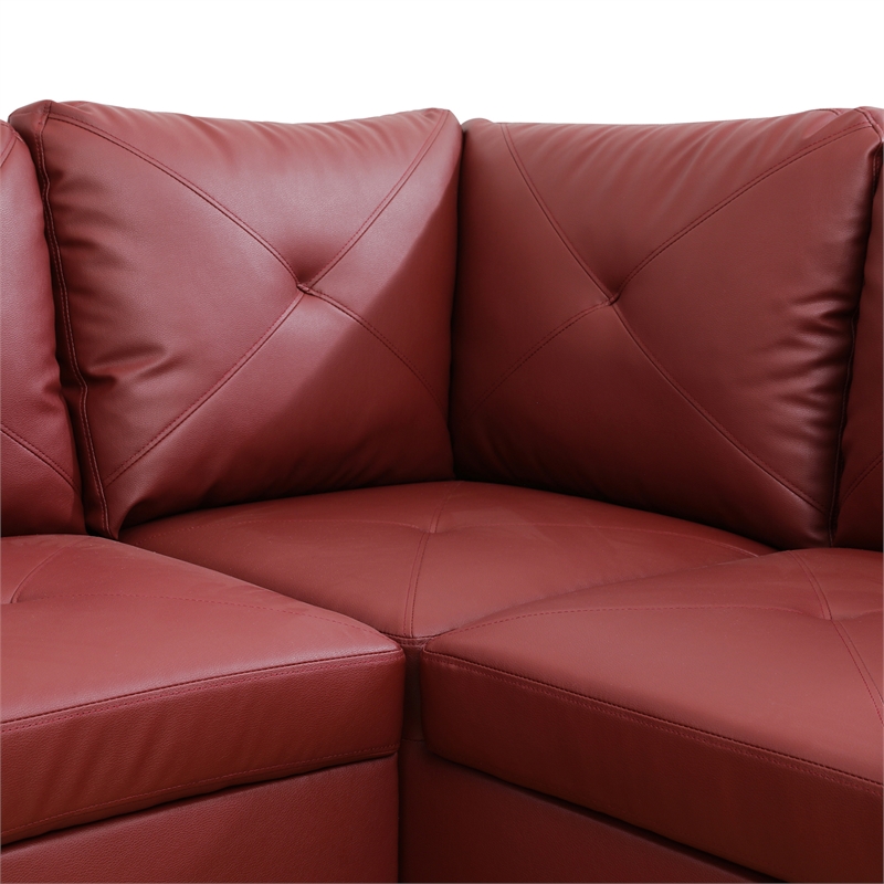 Star Home Living Corp Chris Faux Leather Right Facing Sectional Red