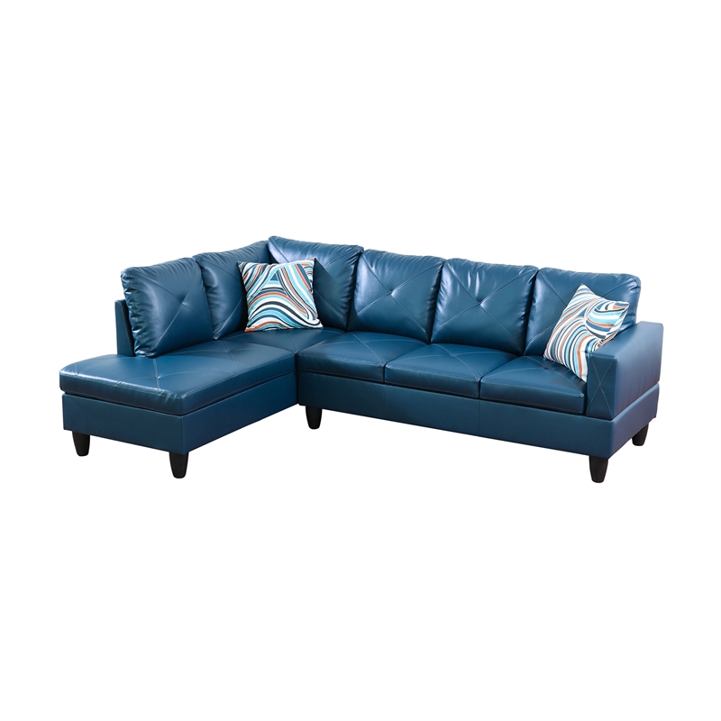 Star Home Living Corp Chris Faux Leather Left Facing Sectional Denim