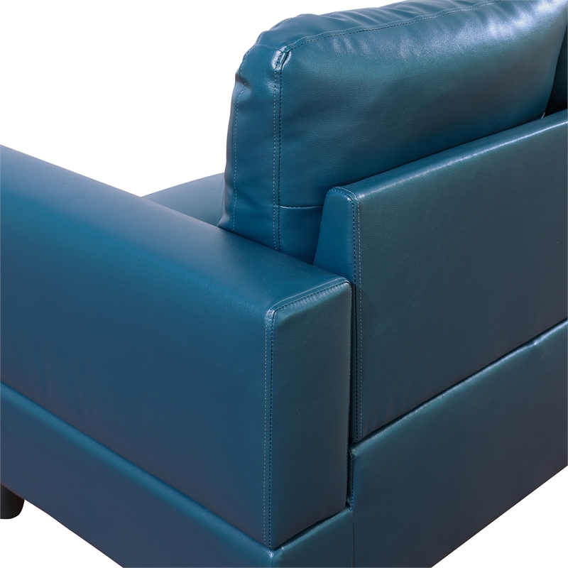 Star Home Living Corp Chris Faux Leather Left Facing Sectional Denim
