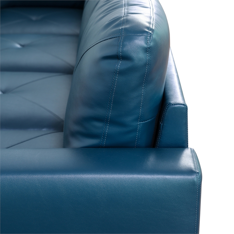 Star Home Living Corp Chris Faux Leather Left Facing Sectional Denim