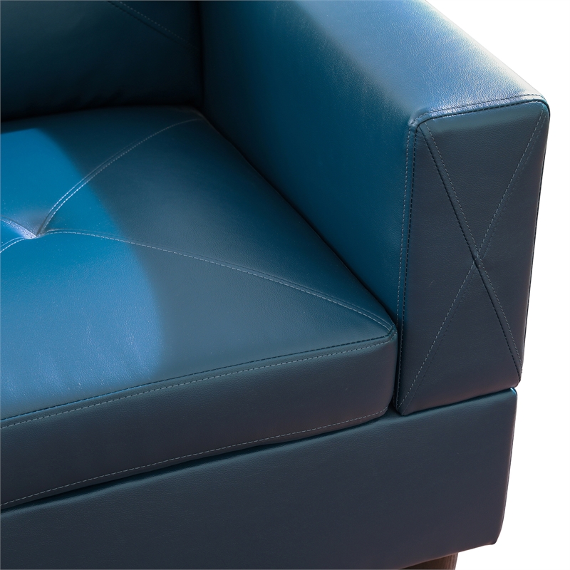 Star Home Living Corp Chris Faux Leather Left Facing Sectional Denim