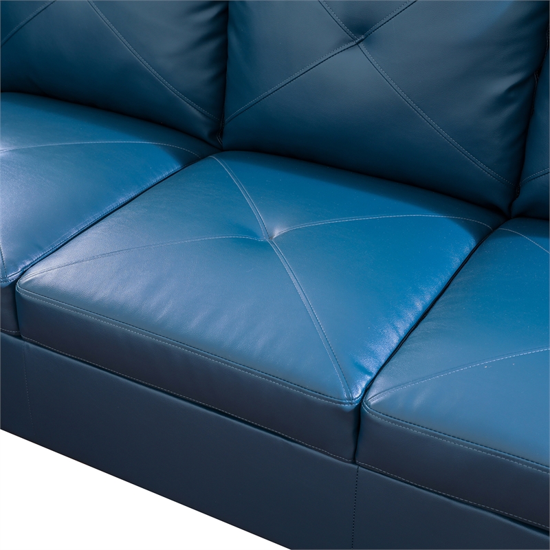 Star Home Living Corp Chris Faux Leather Left Facing Sectional Denim