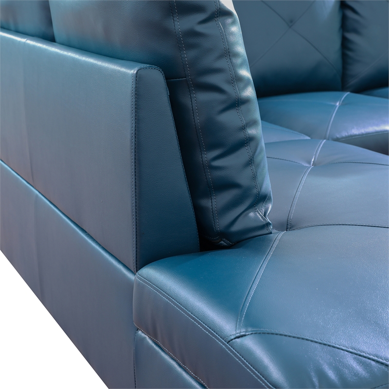 Star Home Living Corp Chris Faux Leather Left Facing Sectional Denim