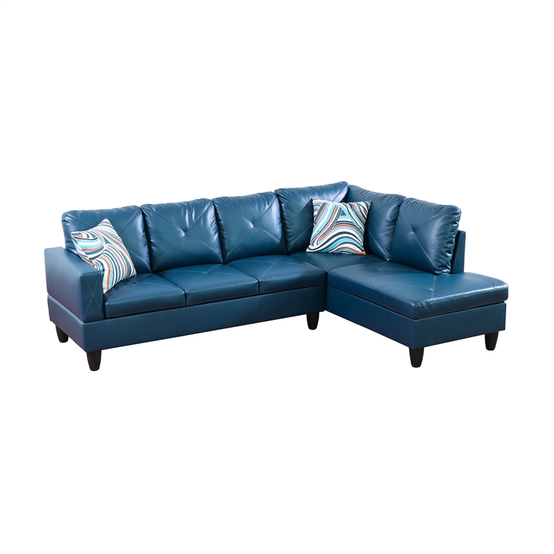 Star Home Living Corp Chris Faux Leather Right Facing Sectional Denim