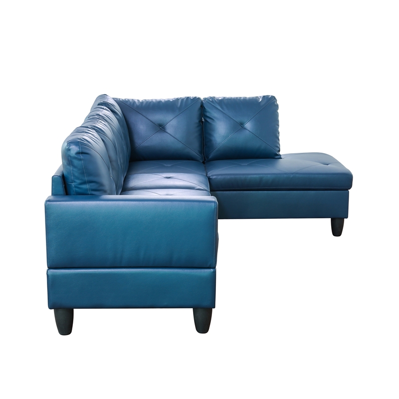 Star Home Living Corp Chris Faux Leather Right Facing Sectional Denim