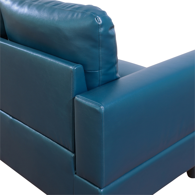 Star Home Living Corp Chris Faux Leather Right Facing Sectional Denim