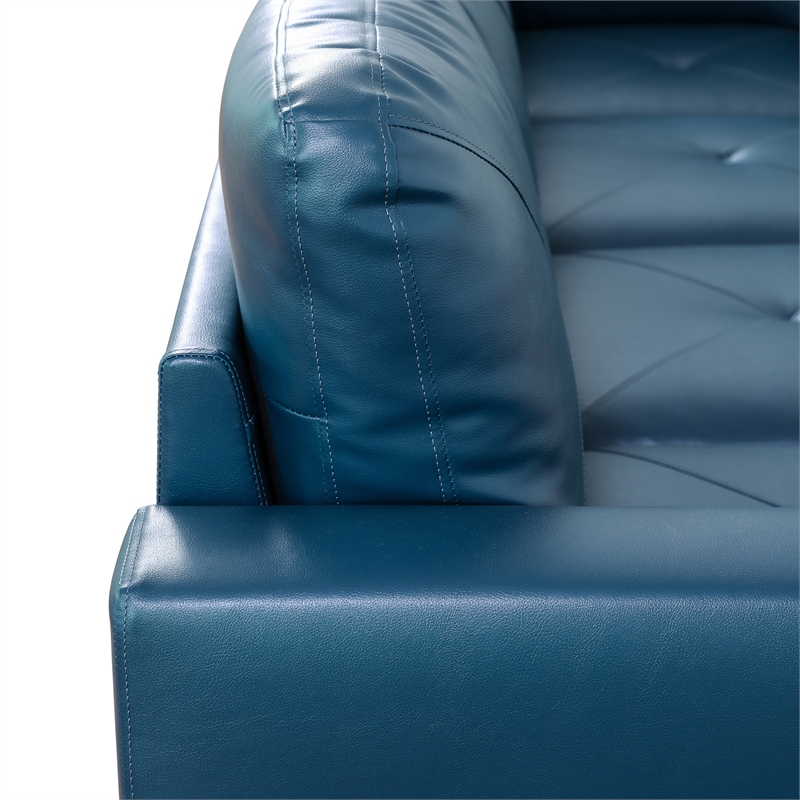 Star Home Living Corp Chris Faux Leather Right Facing Sectional Denim