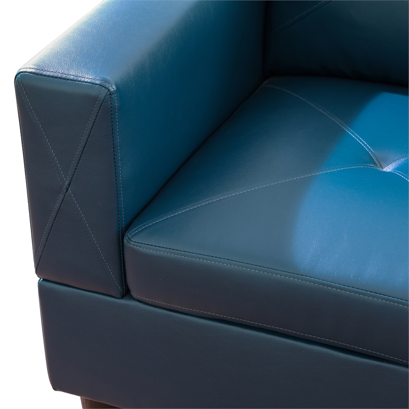 Star Home Living Corp Chris Faux Leather Right Facing Sectional Denim