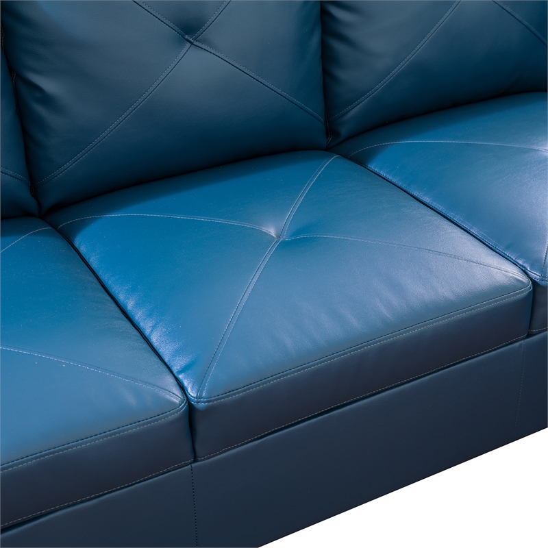 Star Home Living Corp Chris Faux Leather Right Facing Sectional Denim