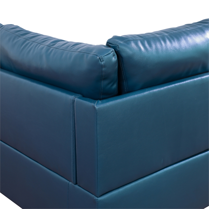 Star Home Living Corp Chris Faux Leather Right Facing Sectional Denim