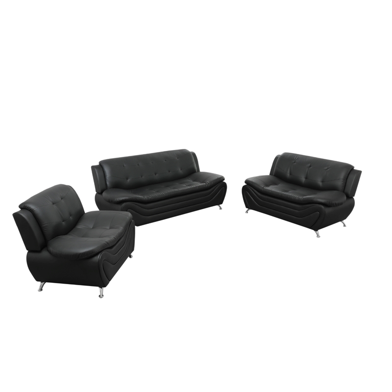 Beverly Fine Furniture 3 Piece Set Multicolor Black   Faux Leather