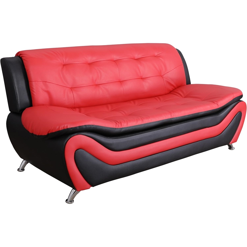 Beverly Fine Furniture 2 Piece Set Multicolor Black & Red Faux Leather