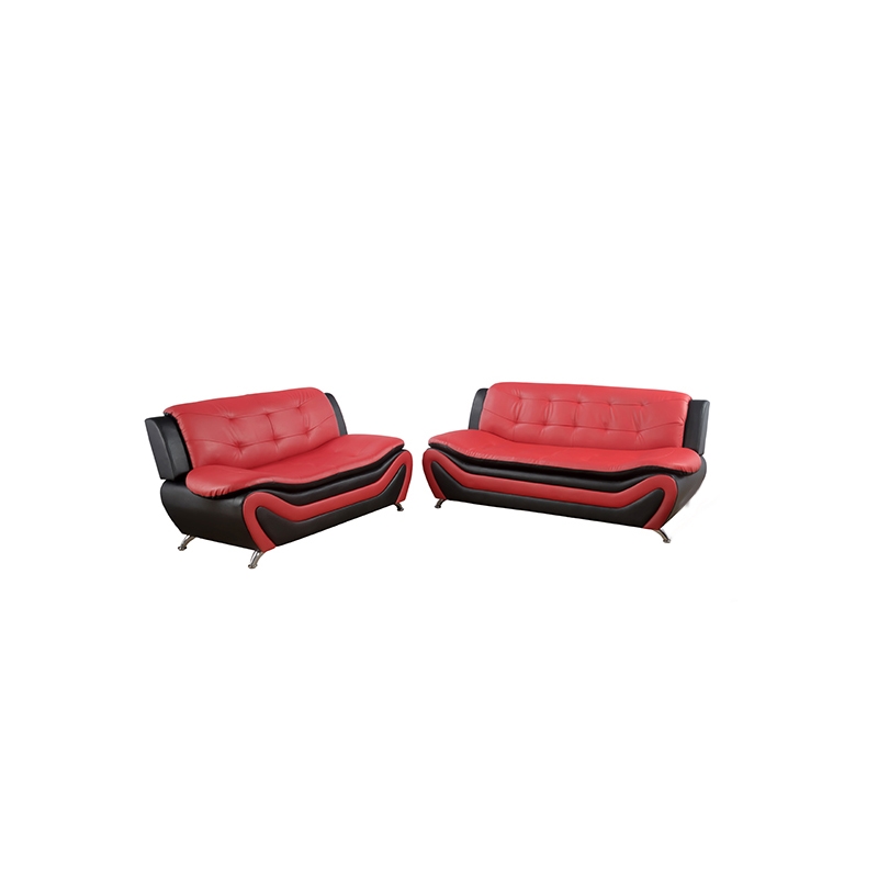 Beverly Fine Furniture 2 Piece Set Multicolor Black & Red Faux Leather