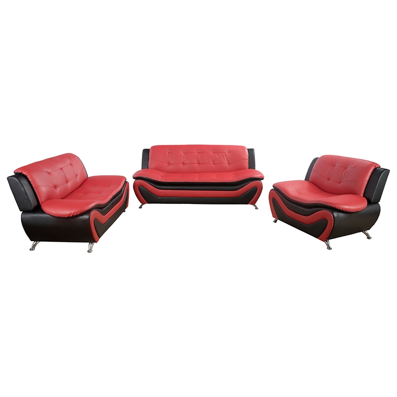 Beverly Fine Furniture 3 Piece Set Multicolor Black & Red Faux Leather