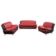 Beverly Fine Furniture 3 Piece Set Multicolor Black & Red Faux Leather
