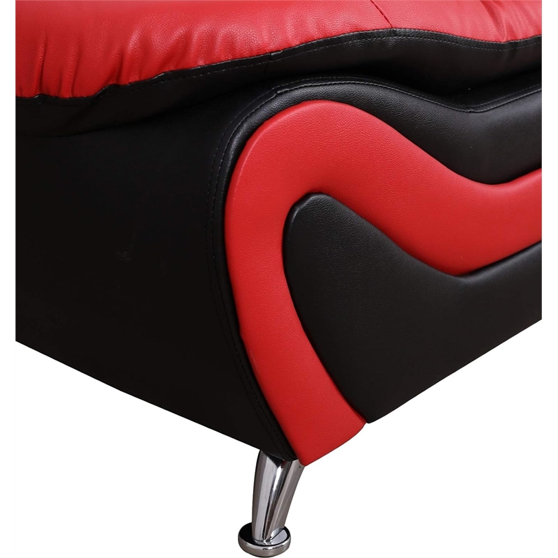 Beverly Fine Furniture 3 Piece Set Multicolor Black & Red Faux Leather