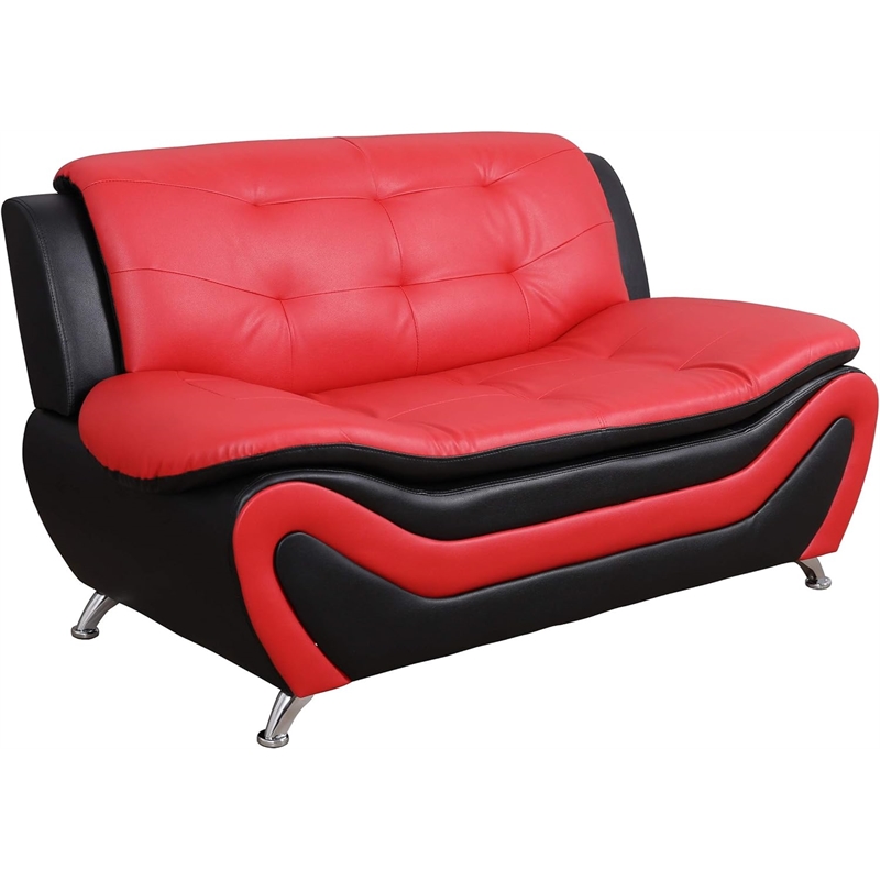 Beverly Fine Furniture 3 Piece Set Multicolor Black & Red Faux Leather