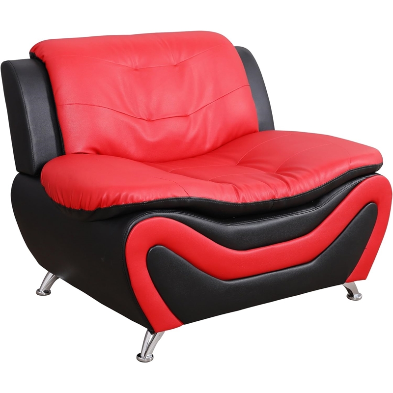 Beverly Fine Furniture 3 Piece Set Multicolor Black & Red Faux Leather