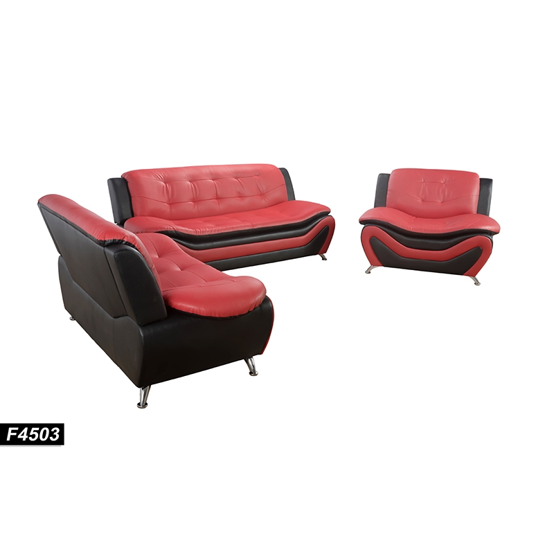 Beverly Fine Furniture 3 Piece Set Multicolor Black & Red Faux Leather