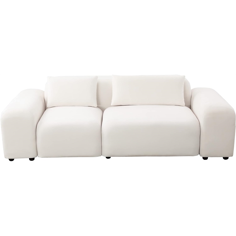 Cucan Living Room Loveseat 5501-white  Microfiber 2-Piece Sofa Set