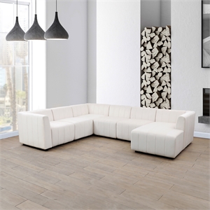 Rockport Modular White Microfiber 6-Piece Living Room Sofa Set