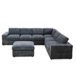 Plush Dark Grey Corduroy Sofa Set with Ottoman