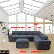 Plush Dark Grey Corduroy Sofa Set with Ottoman