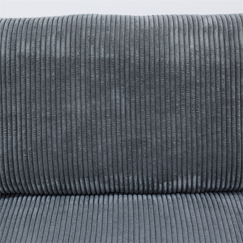 Dark Grey Corduroy 5-Piece Living Room Sofa Set Left Armchair and Recliner