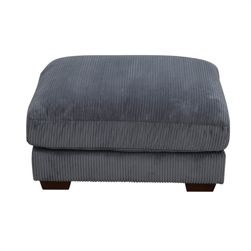 Dark Grey Corduroy 7-Piece Living Room Sofa Set with Ottoman