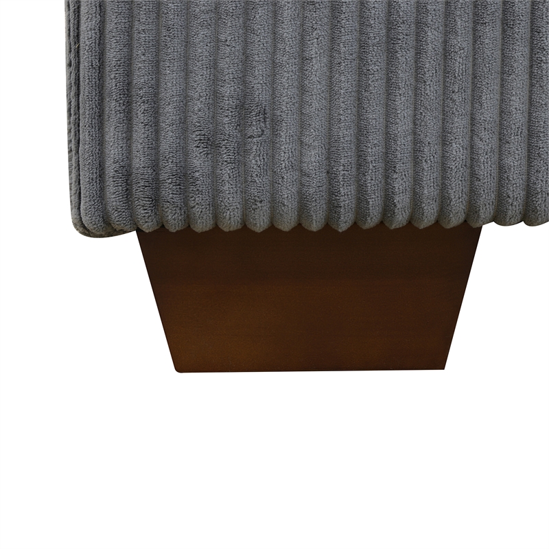 Dark Grey Corduroy 7-Piece Living Room Sofa Set with Ottoman