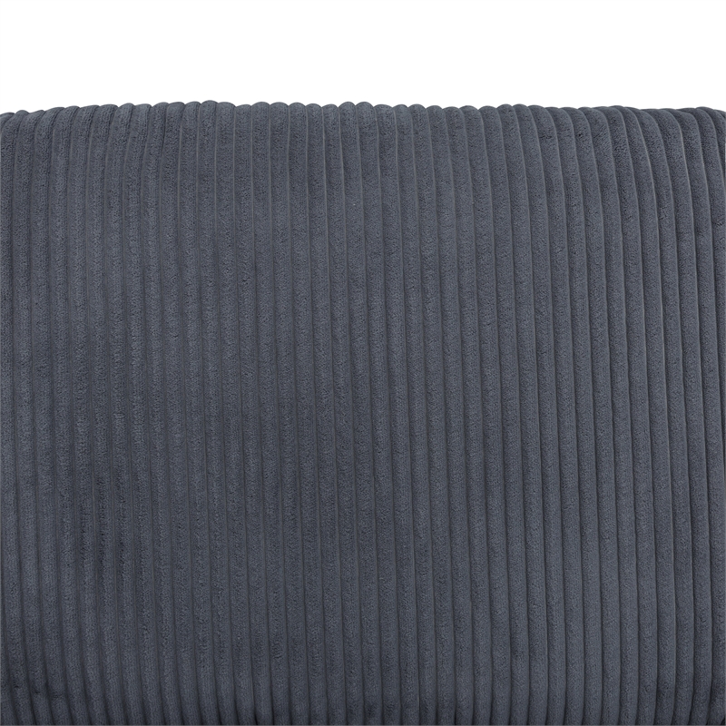 Dark Grey Corduroy 7-Piece Living Room Sofa Set with Ottoman