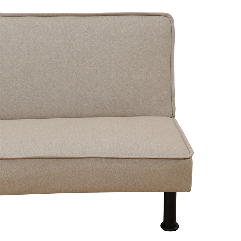 Khaki Flannel Sofa Bed with Metal Legs
