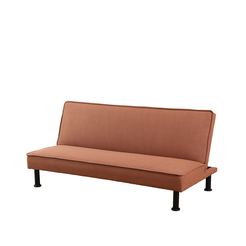 Light Brown Fannel Living Room Sofa bed with Metal Legs