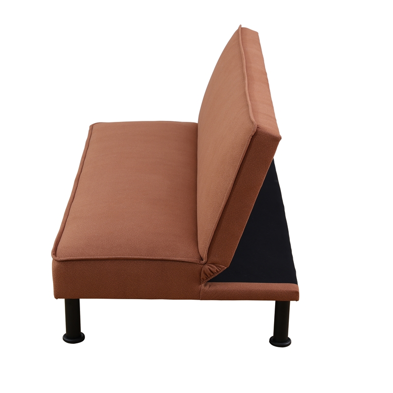 Light Brown Fannel Living Room Sofa bed with Metal Legs