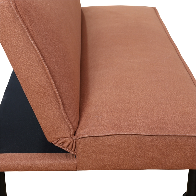 Light Brown Fannel Living Room Sofa bed with Metal Legs