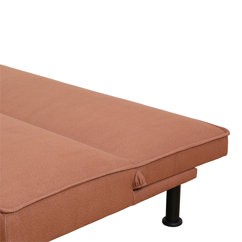 Light Brown Fannel Living Room Sofa bed with Metal Legs