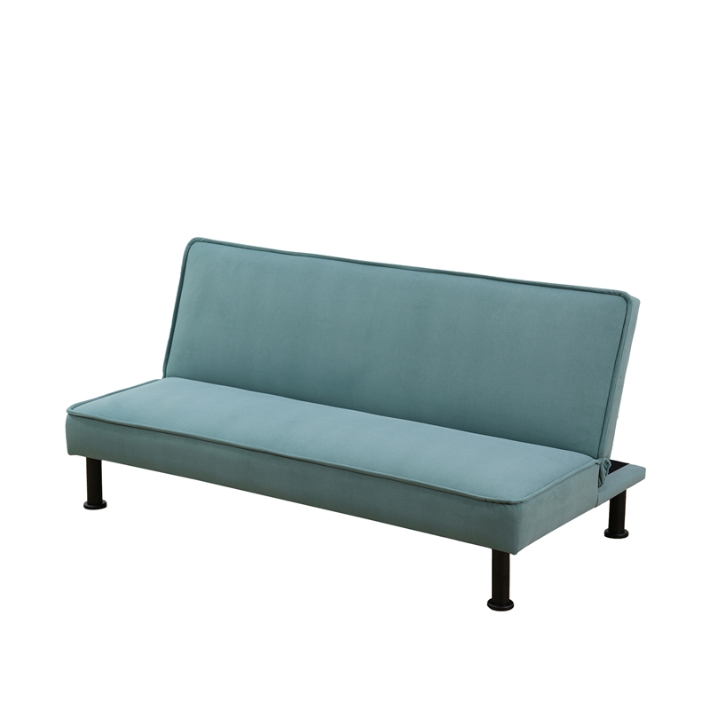 Green Fannel Living Room Sofa bed with Metal Legs
