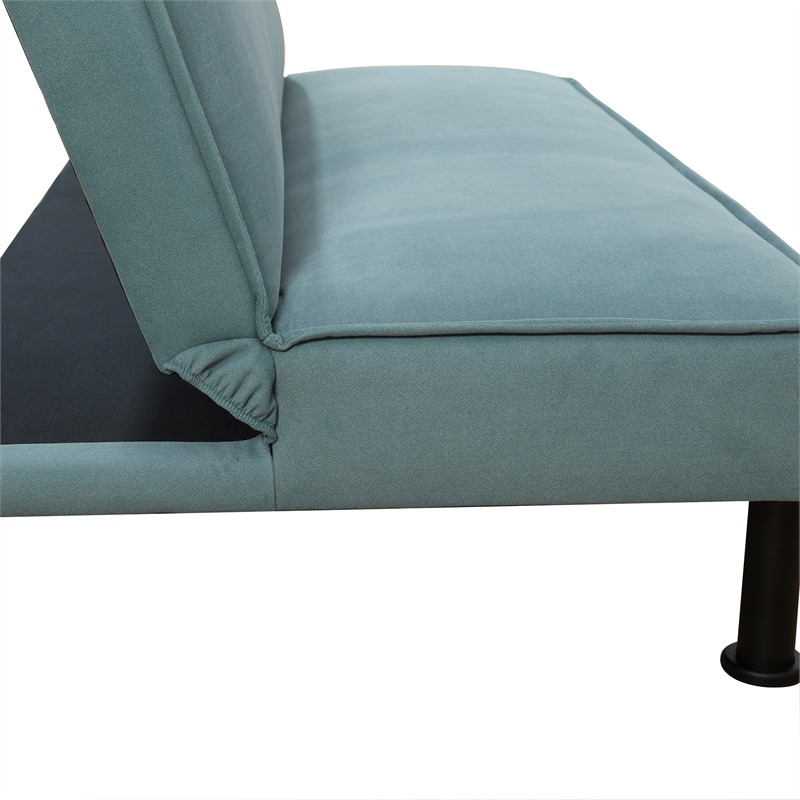Green Fannel Living Room Sofa bed with Metal Legs