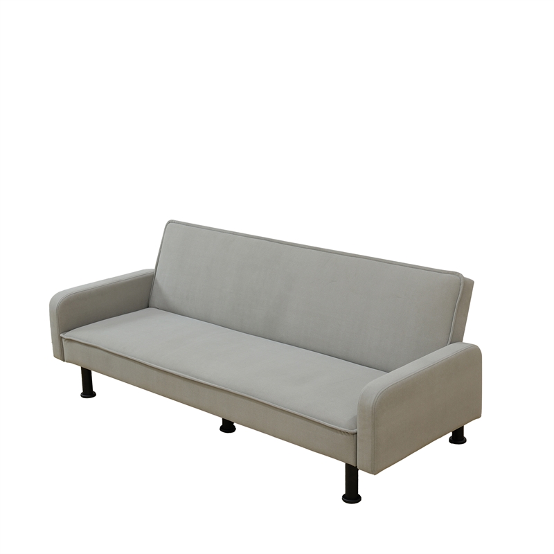 Grey Flannel Living Room Sofa bed with Metal Legs