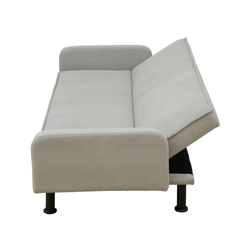 Grey Flannel Living Room Sofa bed with Metal Legs