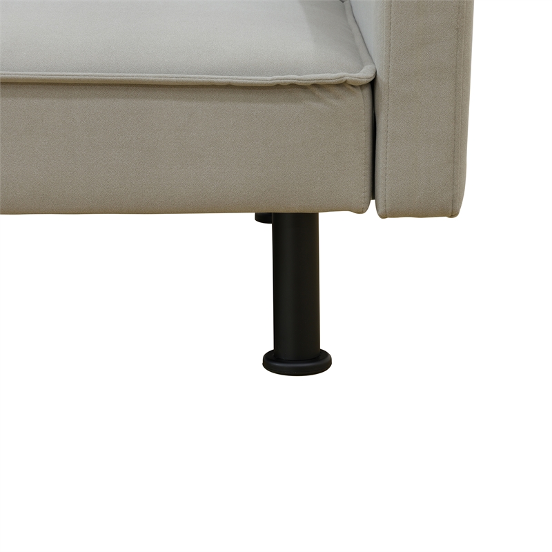Grey Flannel Living Room Sofa bed with Metal Legs