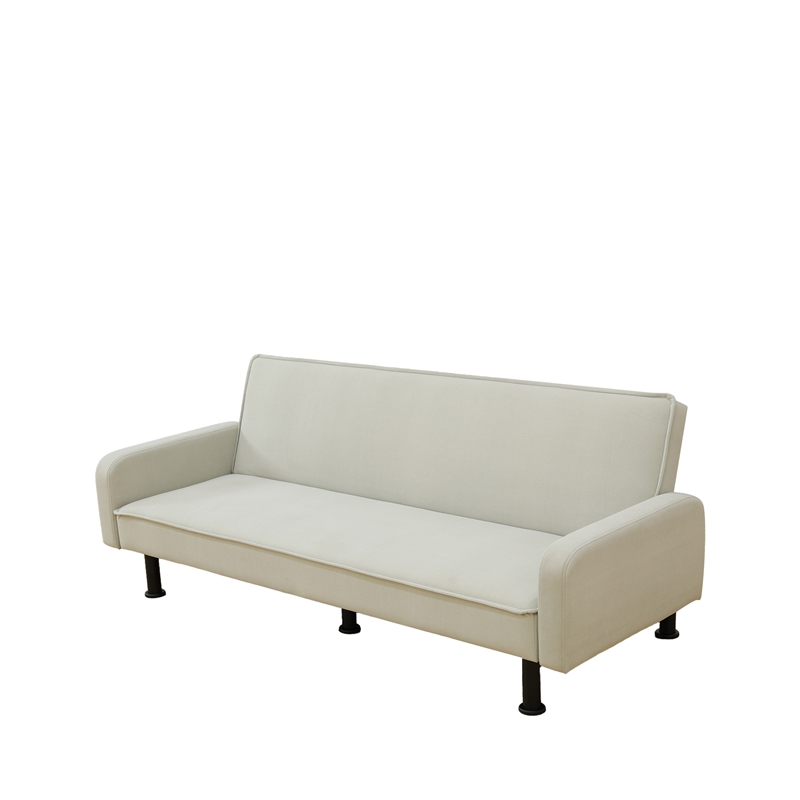 Light Grey Flannel Living Room Sofa bed with Metal Legs