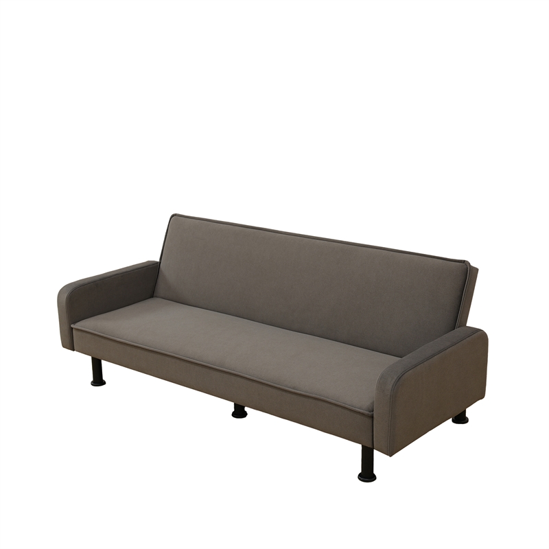 Brown Flannel Living Room Sofa bed with Metal Legs