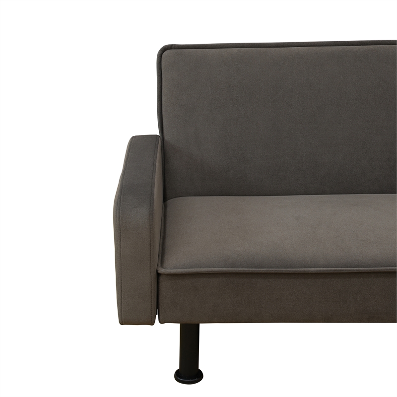 Brown Flannel Living Room Sofa bed with Metal Legs