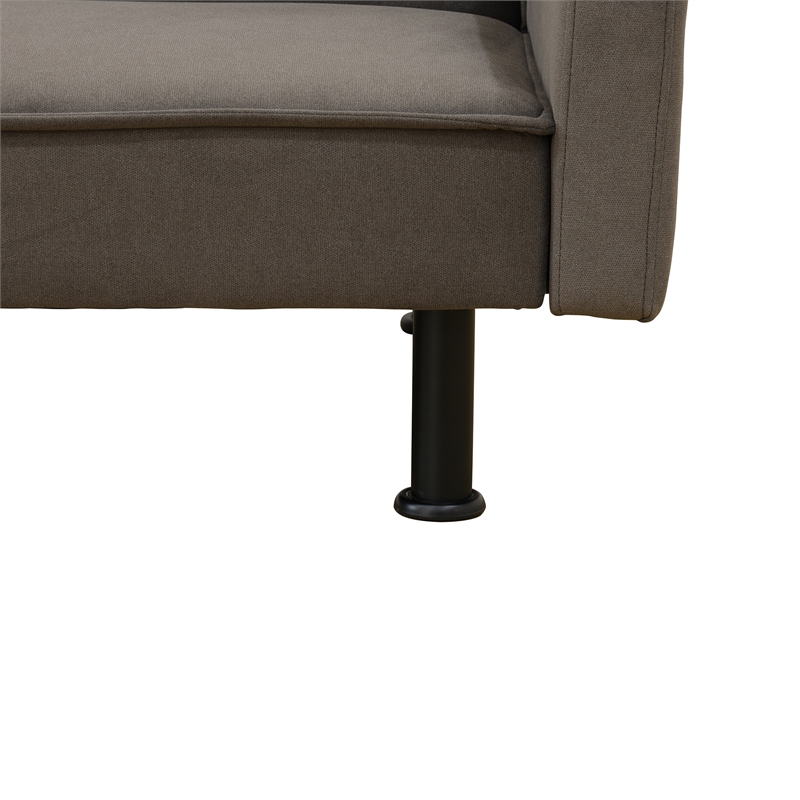 Brown Flannel Living Room Sofa bed with Metal Legs