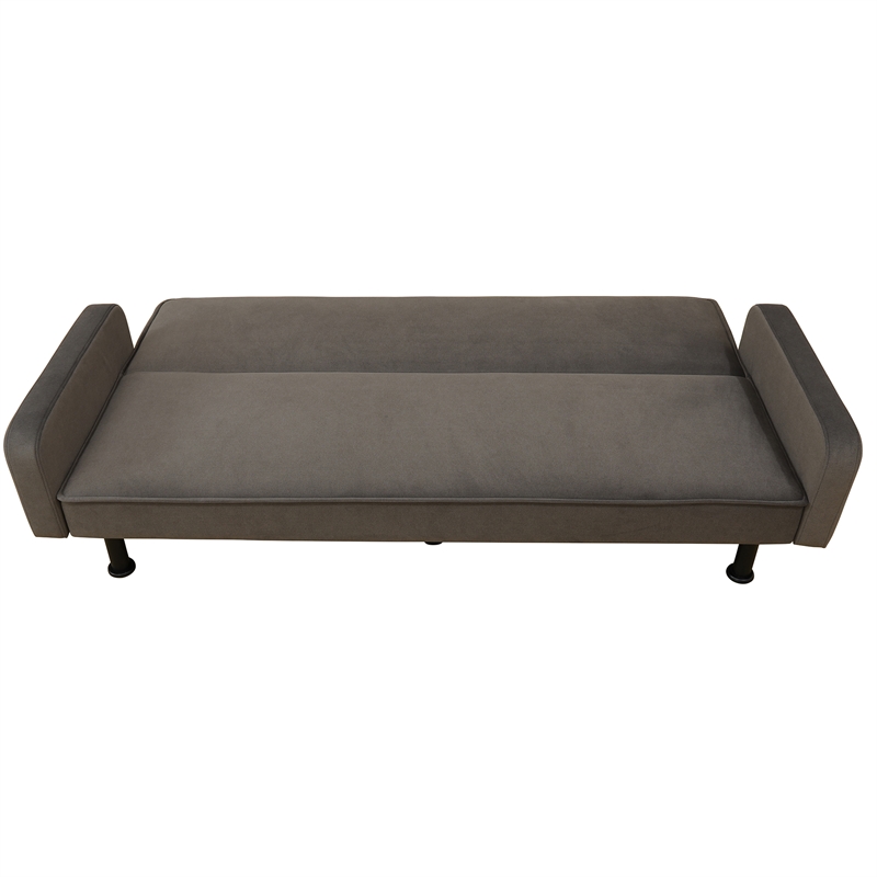Brown Flannel Living Room Sofa bed with Metal Legs
