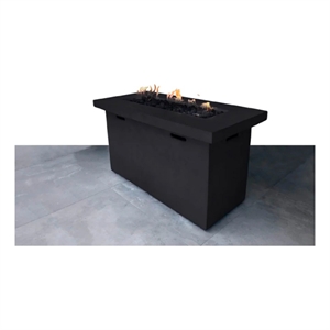 Living Source 42&quotW Stone Concrete Propane Outdoor Fire Pit Table in Black